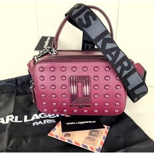 NWT Karl Lagerfeld Paris Simone Crossbody camera bag  Barilio wine color RARE!